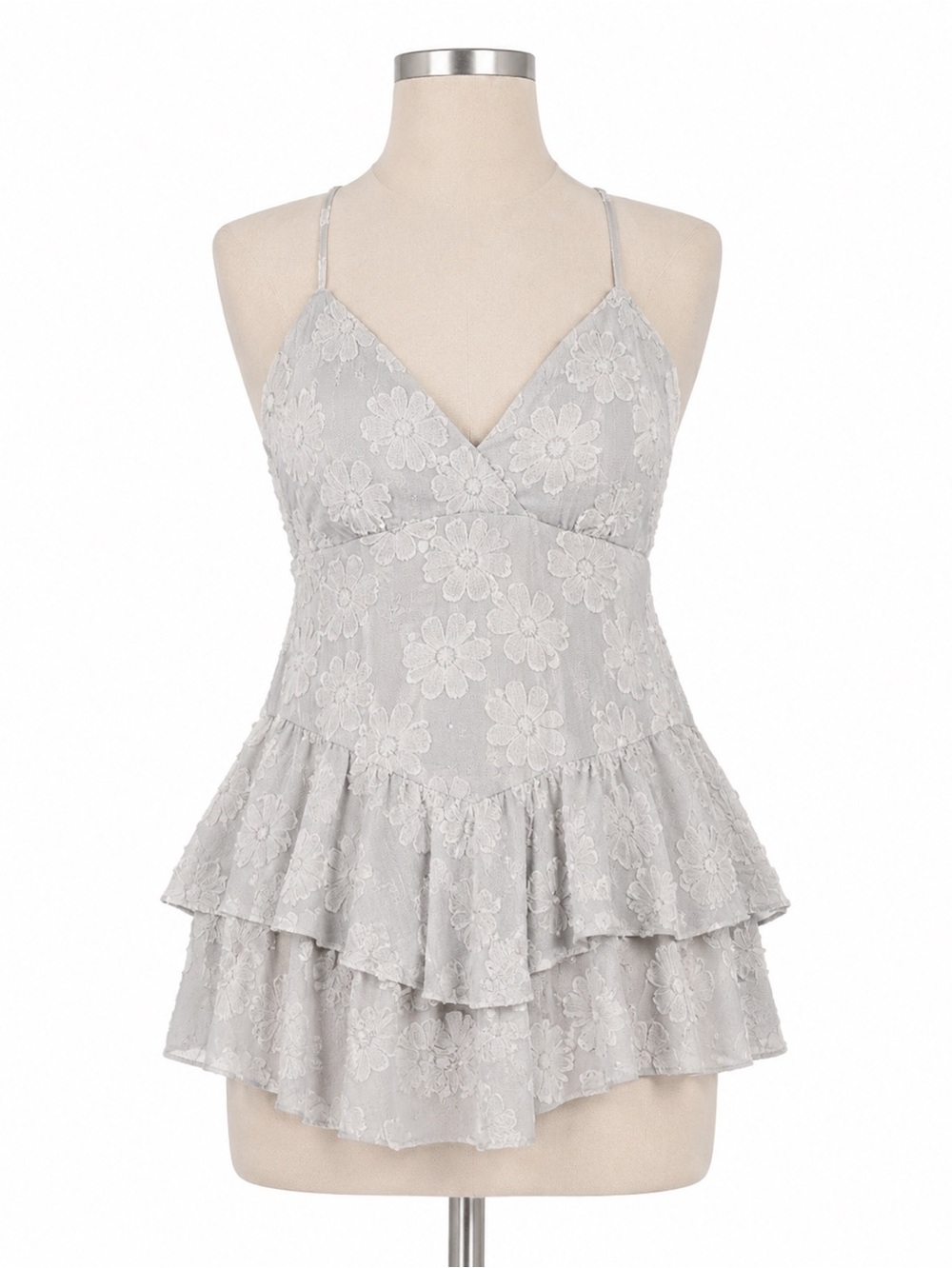 Wild Fable NWT Gray Floral Tiered Cami L